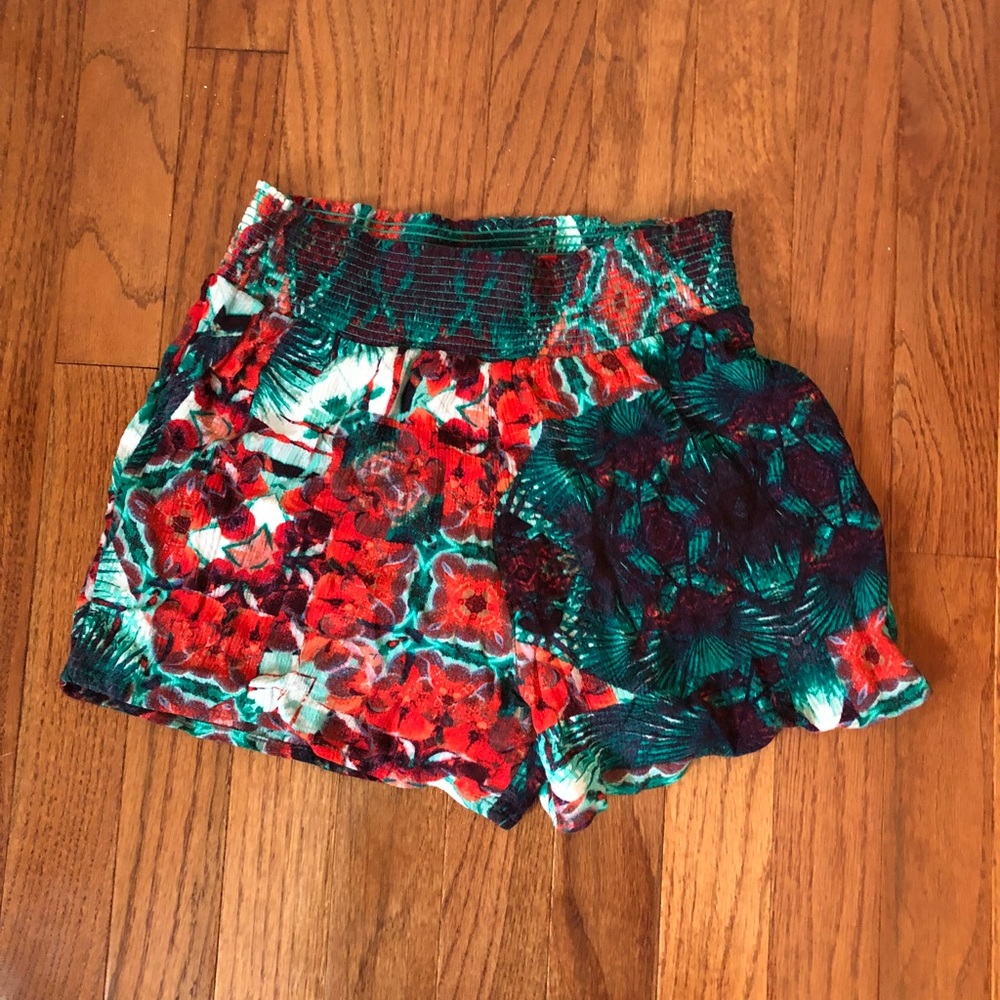 Tropical Print Fabric Shorts